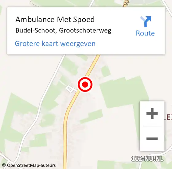 Locatie op kaart van de 112 melding: Ambulance Met Spoed Naar Budel-Schoot, Grootschoterweg op 19 oktober 2024 16:10