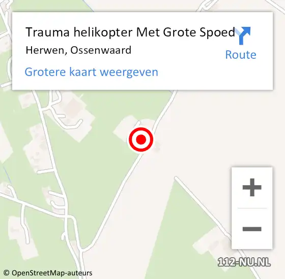 Locatie op kaart van de 112 melding: Trauma helikopter Met Grote Spoed Naar Herwen, Ossenwaard op 19 oktober 2024 16:11