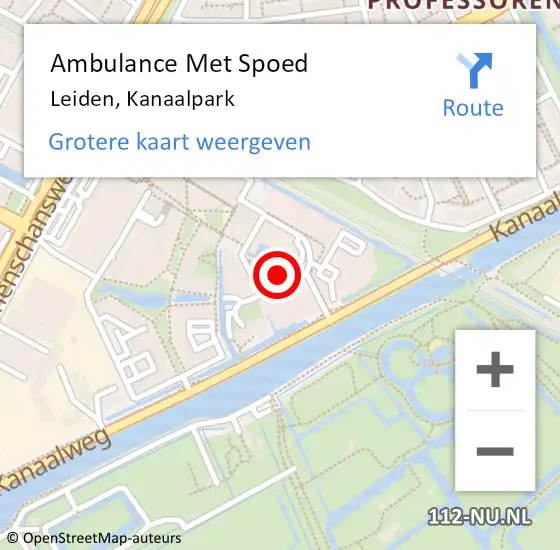 Locatie op kaart van de 112 melding: Ambulance Met Spoed Naar Leiden, Kanaalpark op 19 oktober 2024 16:28