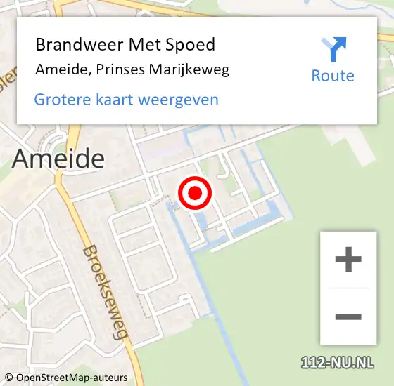 Locatie op kaart van de 112 melding: Brandweer Met Spoed Naar Ameide, Prinses Marijkeweg op 19 oktober 2024 16:38