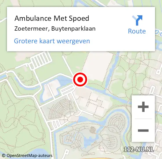 Locatie op kaart van de 112 melding: Ambulance Met Spoed Naar Zoetermeer, Buytenparklaan op 19 oktober 2024 16:48