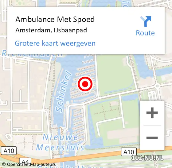 Locatie op kaart van de 112 melding: Ambulance Met Spoed Naar Amsterdam, IJsbaanpad op 19 oktober 2024 16:52