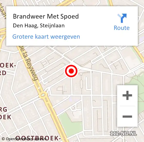 Locatie op kaart van de 112 melding: Brandweer Met Spoed Naar Den Haag, Steijnlaan op 19 oktober 2024 16:58