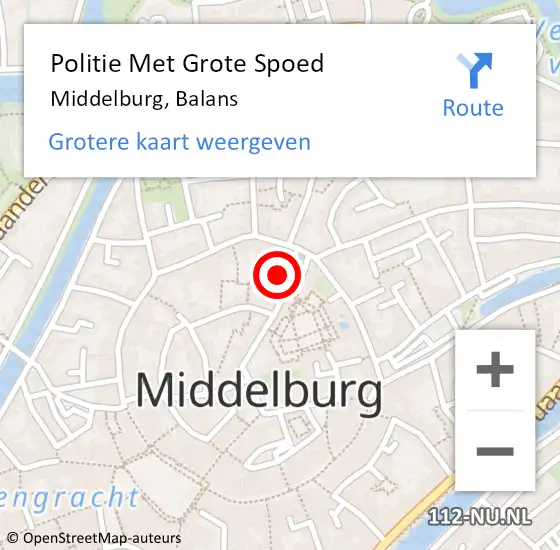 Locatie op kaart van de 112 melding: Politie Met Grote Spoed Naar Middelburg, Balans op 19 oktober 2024 16:59