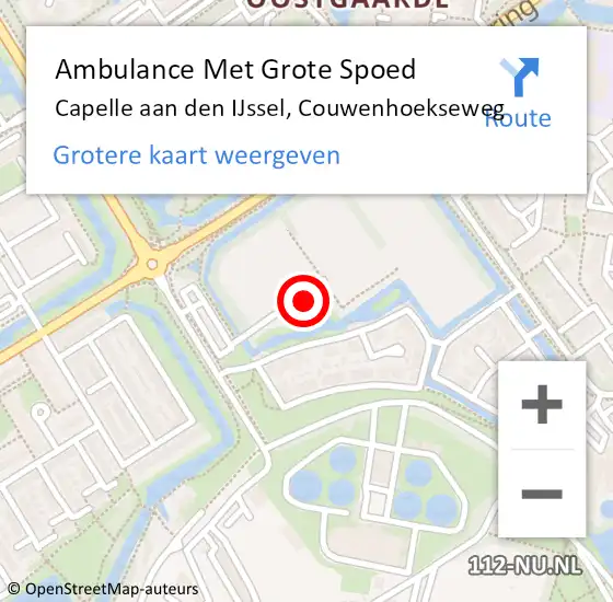 Locatie op kaart van de 112 melding: Ambulance Met Grote Spoed Naar Capelle aan den IJssel, Couwenhoekseweg op 19 oktober 2024 17:01