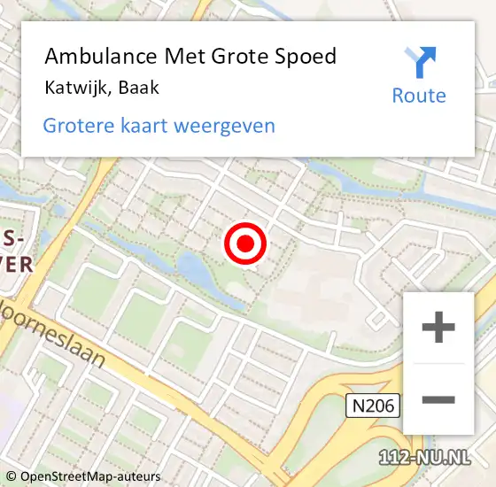 Locatie op kaart van de 112 melding: Ambulance Met Grote Spoed Naar Katwijk, Baak op 19 oktober 2024 17:10