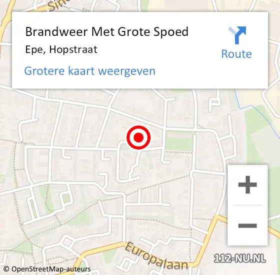 Locatie op kaart van de 112 melding: Brandweer Met Grote Spoed Naar Epe, Hopstraat op 19 oktober 2024 17:12