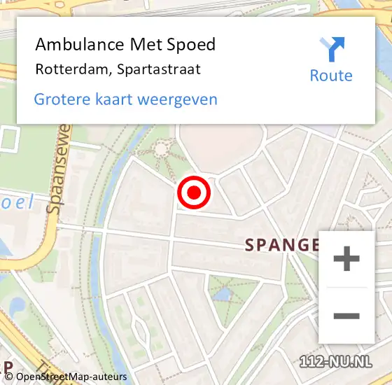 Locatie op kaart van de 112 melding: Ambulance Met Spoed Naar Rotterdam, Spartastraat op 19 oktober 2024 17:34