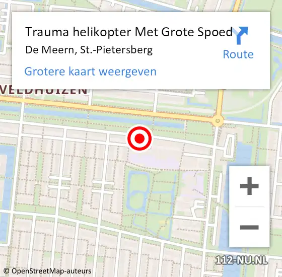 Locatie op kaart van de 112 melding: Trauma helikopter Met Grote Spoed Naar De Meern, St.-Pietersberg op 19 oktober 2024 17:54