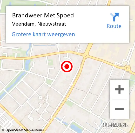 Locatie op kaart van de 112 melding: Brandweer Met Spoed Naar Veendam, Nieuwstraat op 19 oktober 2024 18:03