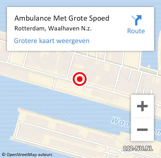 Locatie op kaart van de 112 melding: Ambulance Met Grote Spoed Naar Rotterdam, Waalhaven N.z. op 19 oktober 2024 18:28