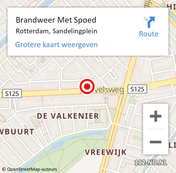 Locatie op kaart van de 112 melding: Brandweer Met Spoed Naar Rotterdam, Sandelingplein op 19 oktober 2024 18:48