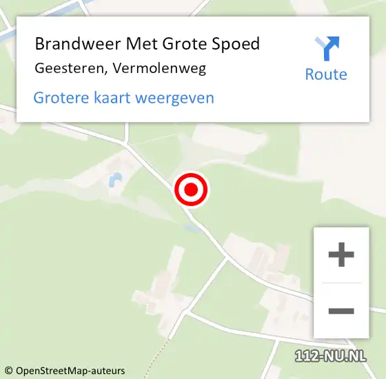 Locatie op kaart van de 112 melding: Brandweer Met Grote Spoed Naar Geesteren, Vermolenweg op 19 oktober 2024 19:10