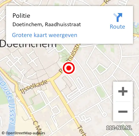 Locatie op kaart van de 112 melding: Politie Doetinchem, Raadhuisstraat op 19 oktober 2024 19:19