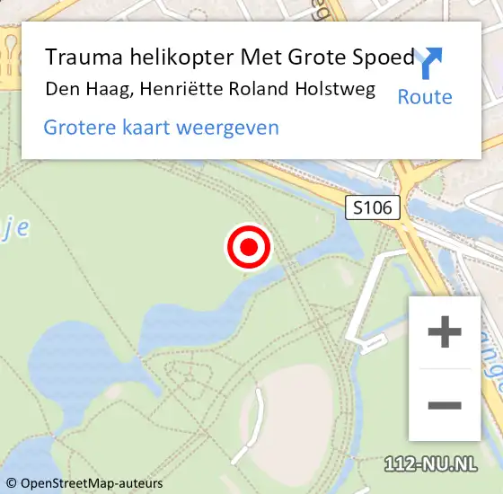 Locatie op kaart van de 112 melding: Trauma helikopter Met Grote Spoed Naar Den Haag, Henriëtte Roland Holstweg op 19 oktober 2024 19:19