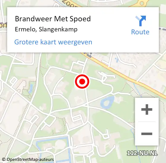 Locatie op kaart van de 112 melding: Brandweer Met Spoed Naar Ermelo, Slangenkamp op 19 oktober 2024 19:38