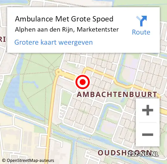 Locatie op kaart van de 112 melding: Ambulance Met Grote Spoed Naar Alphen aan den Rijn, Marketentster op 19 oktober 2024 20:21