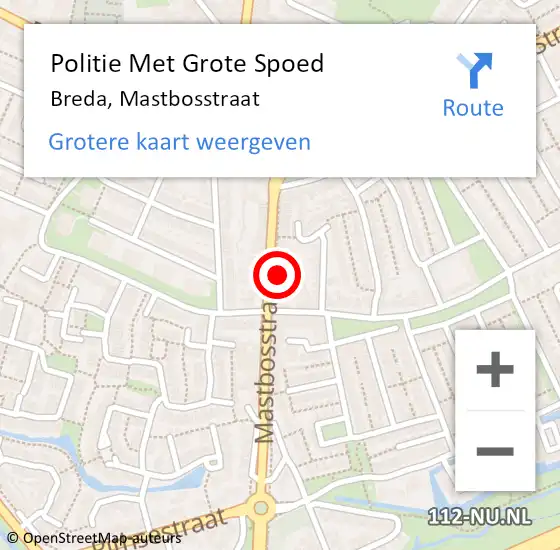 Locatie op kaart van de 112 melding: Politie Met Grote Spoed Naar Breda, Mastbosstraat op 19 oktober 2024 20:36