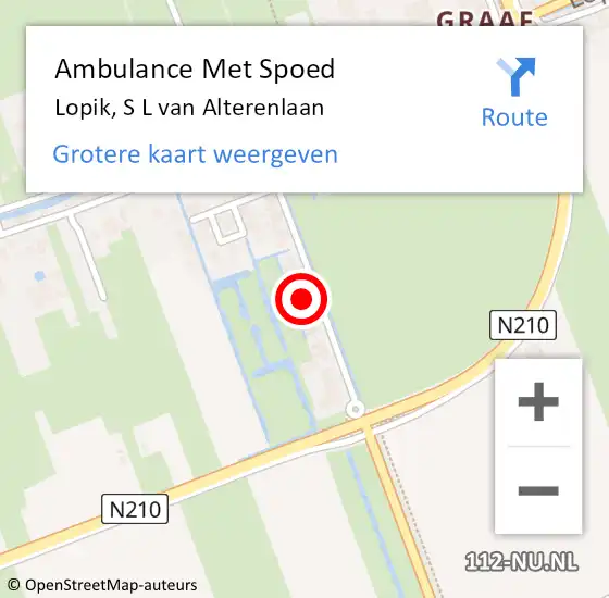 Locatie op kaart van de 112 melding: Ambulance Met Spoed Naar Lopik, S L van Alterenlaan op 19 oktober 2024 21:08