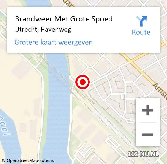 Locatie op kaart van de 112 melding: Brandweer Met Grote Spoed Naar Utrecht, Havenweg op 19 oktober 2024 21:17