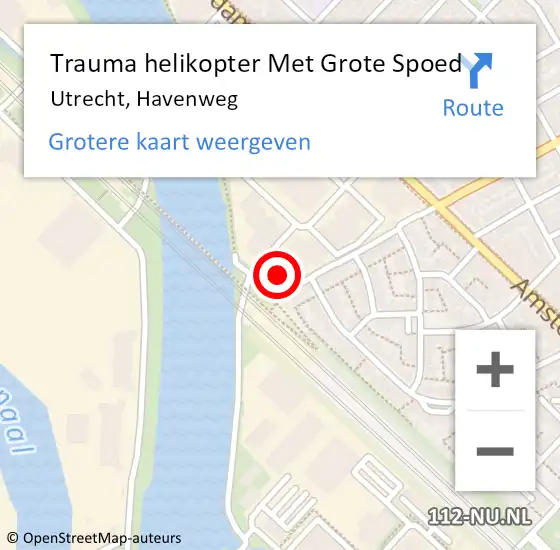 Locatie op kaart van de 112 melding: Trauma helikopter Met Grote Spoed Naar Utrecht, Havenweg op 19 oktober 2024 21:17