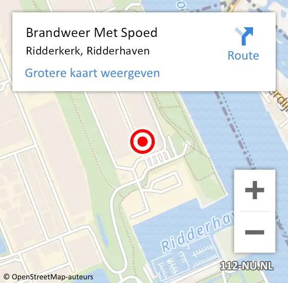 Locatie op kaart van de 112 melding: Brandweer Met Spoed Naar Ridderkerk, Ridderhaven op 19 oktober 2024 21:22