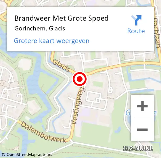 Locatie op kaart van de 112 melding: Brandweer Met Grote Spoed Naar Gorinchem, Glacis op 19 oktober 2024 21:23