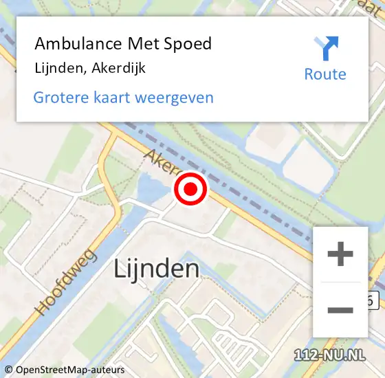 Locatie op kaart van de 112 melding: Ambulance Met Spoed Naar Lijnden, Akerdijk op 19 oktober 2024 21:23