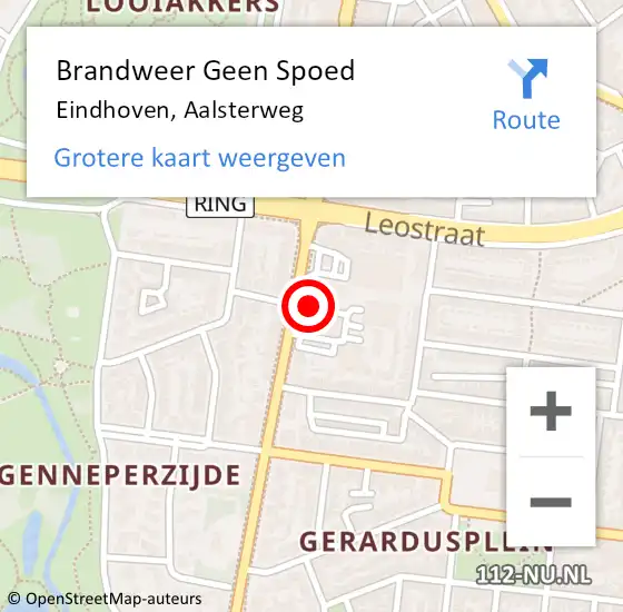 Locatie op kaart van de 112 melding: Brandweer Geen Spoed Naar Eindhoven, Aalsterweg op 19 oktober 2024 21:35