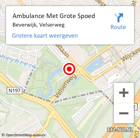 Locatie op kaart van de 112 melding: Ambulance Met Grote Spoed Naar Beverwijk, Velserweg op 19 oktober 2024 21:49