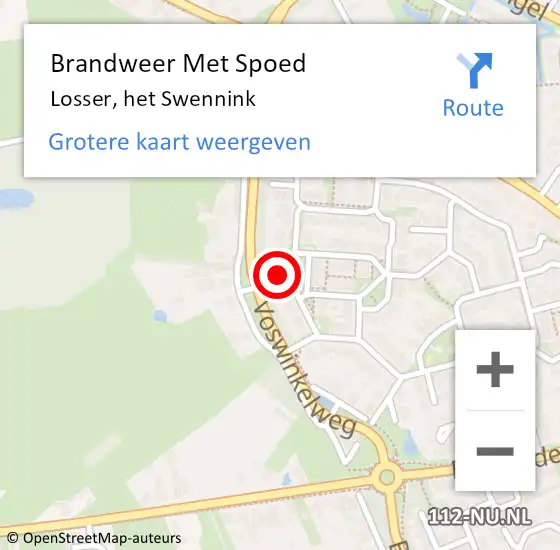 Locatie op kaart van de 112 melding: Brandweer Met Spoed Naar Losser, het Swennink op 19 oktober 2024 21:55