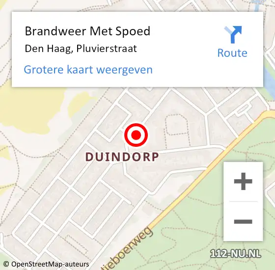 Locatie op kaart van de 112 melding: Brandweer Met Spoed Naar Den Haag, Pluvierstraat op 19 oktober 2024 22:03