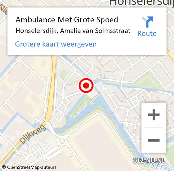 Locatie op kaart van de 112 melding: Ambulance Met Grote Spoed Naar Honselersdijk, Amalia van Solmsstraat op 19 oktober 2024 22:20