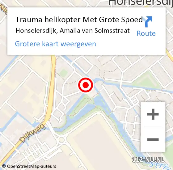 Locatie op kaart van de 112 melding: Trauma helikopter Met Grote Spoed Naar Honselersdijk, Amalia van Solmsstraat op 19 oktober 2024 22:23