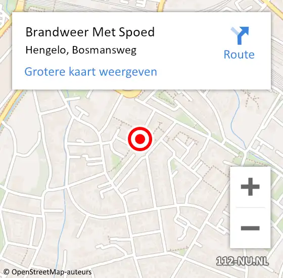 Locatie op kaart van de 112 melding: Brandweer Met Spoed Naar Hengelo, Bosmansweg op 19 oktober 2024 22:49