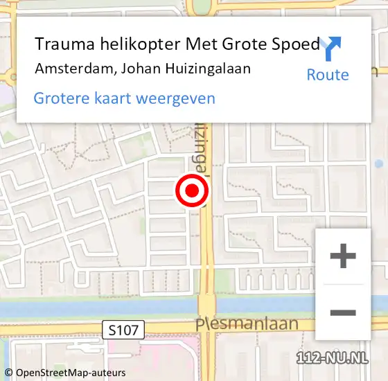 Locatie op kaart van de 112 melding: Trauma helikopter Met Grote Spoed Naar Amsterdam, Johan Huizingalaan op 19 oktober 2024 22:57