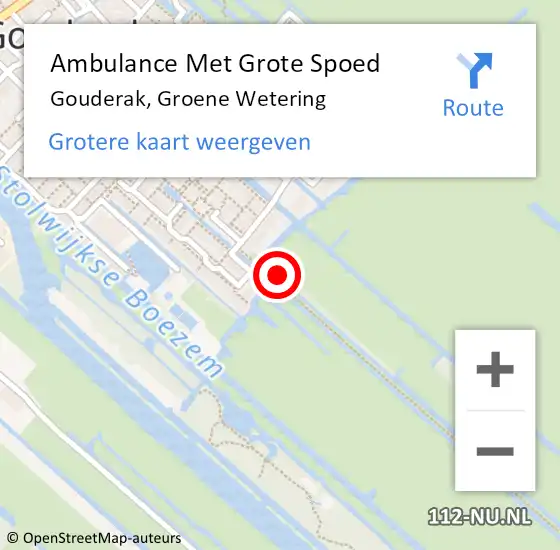 Locatie op kaart van de 112 melding: Ambulance Met Grote Spoed Naar Gouderak, Groene Wetering op 19 oktober 2024 23:03