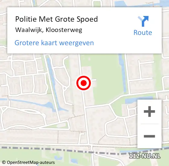 Locatie op kaart van de 112 melding: Politie Met Grote Spoed Naar Waalwijk, Kloosterweg op 19 oktober 2024 23:07