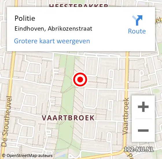 Locatie op kaart van de 112 melding: Politie Eindhoven, Abrikozenstraat op 19 oktober 2024 23:29