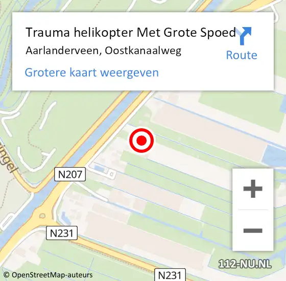 Locatie op kaart van de 112 melding: Trauma helikopter Met Grote Spoed Naar Alphen aan den Rijn, Oostkanaalweg op 19 oktober 2024 23:41