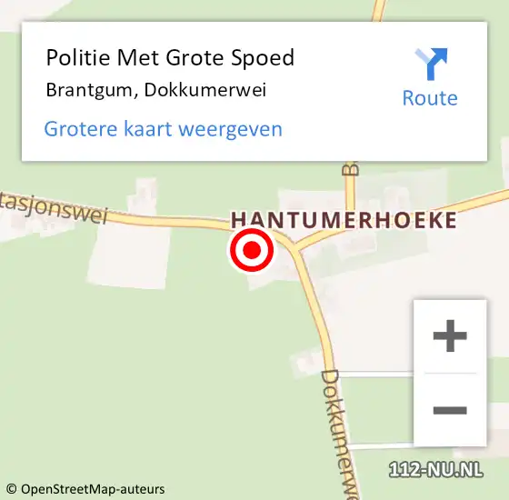 Locatie op kaart van de 112 melding: Politie Met Grote Spoed Naar Brantgum, Dokkumerwei op 19 oktober 2024 23:56