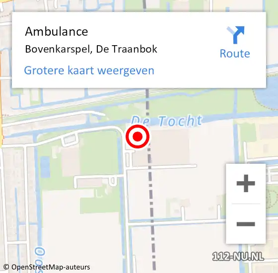 Locatie op kaart van de 112 melding: Ambulance Bovenkarspel, De Traanbok op 20 oktober 2024 00:02