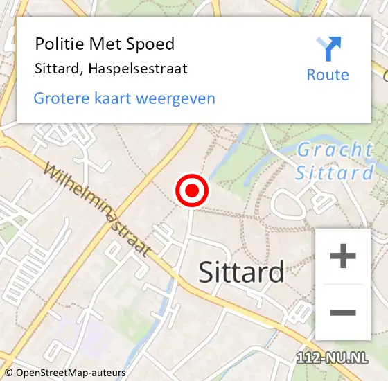 Locatie op kaart van de 112 melding: Politie Met Spoed Naar Sittard, Haspelsestraat op 20 oktober 2024 00:06