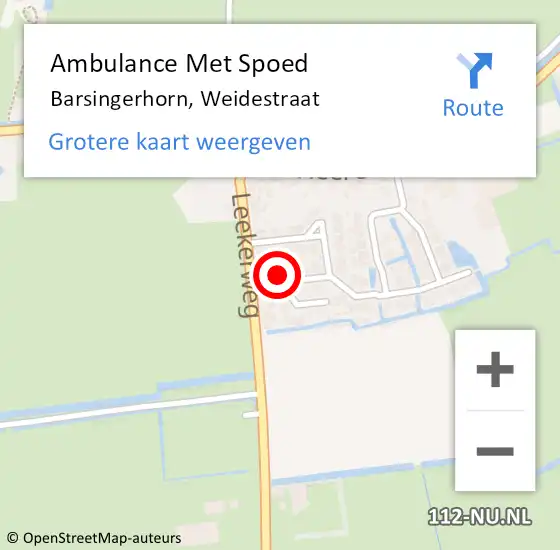 Locatie op kaart van de 112 melding: Ambulance Met Spoed Naar Barsingerhorn, Weidestraat op 20 oktober 2024 00:38