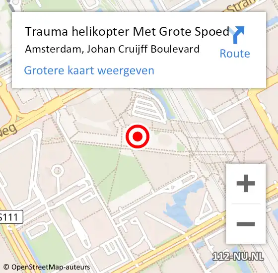 Locatie op kaart van de 112 melding: Trauma helikopter Met Grote Spoed Naar Amsterdam, Johan Cruijff Boulevard op 20 oktober 2024 00:50