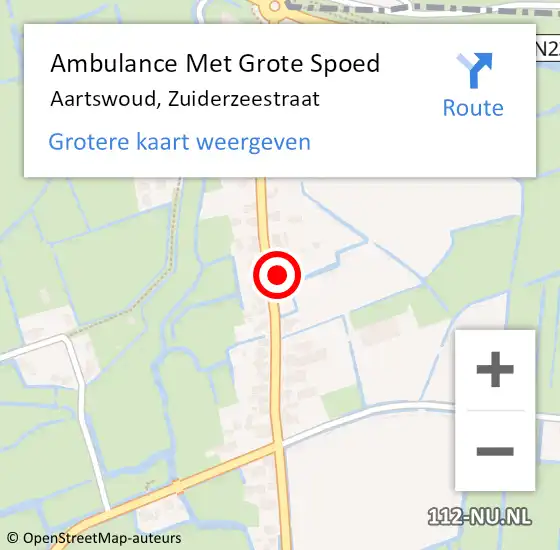 Locatie op kaart van de 112 melding: Ambulance Met Grote Spoed Naar Aartswoud, Zuiderzeestraat op 20 oktober 2024 00:57