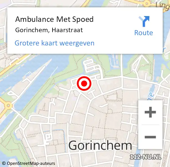 Locatie op kaart van de 112 melding: Ambulance Met Spoed Naar Gorinchem, Haarstraat op 20 oktober 2024 01:13