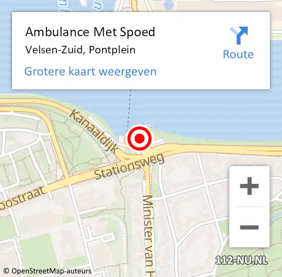 Locatie op kaart van de 112 melding: Ambulance Met Spoed Naar Velsen-Zuid, Pontplein op 20 oktober 2024 01:22