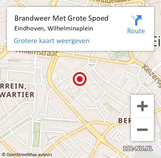 Locatie op kaart van de 112 melding: Brandweer Met Grote Spoed Naar Eindhoven, Wilhelminaplein op 20 oktober 2024 01:45