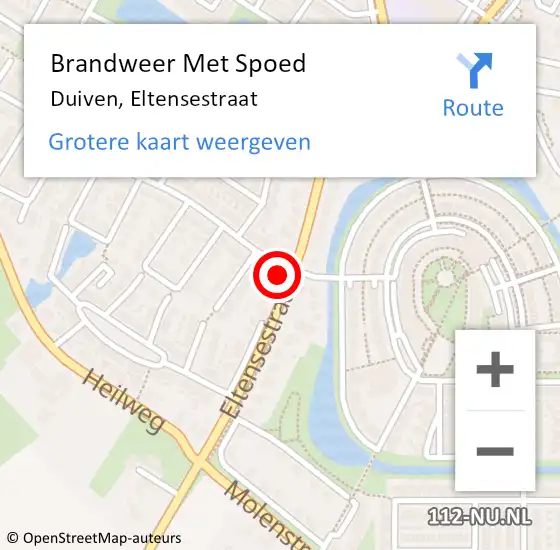 Locatie op kaart van de 112 melding: Brandweer Met Spoed Naar Duiven, Eltensestraat op 20 oktober 2024 02:00